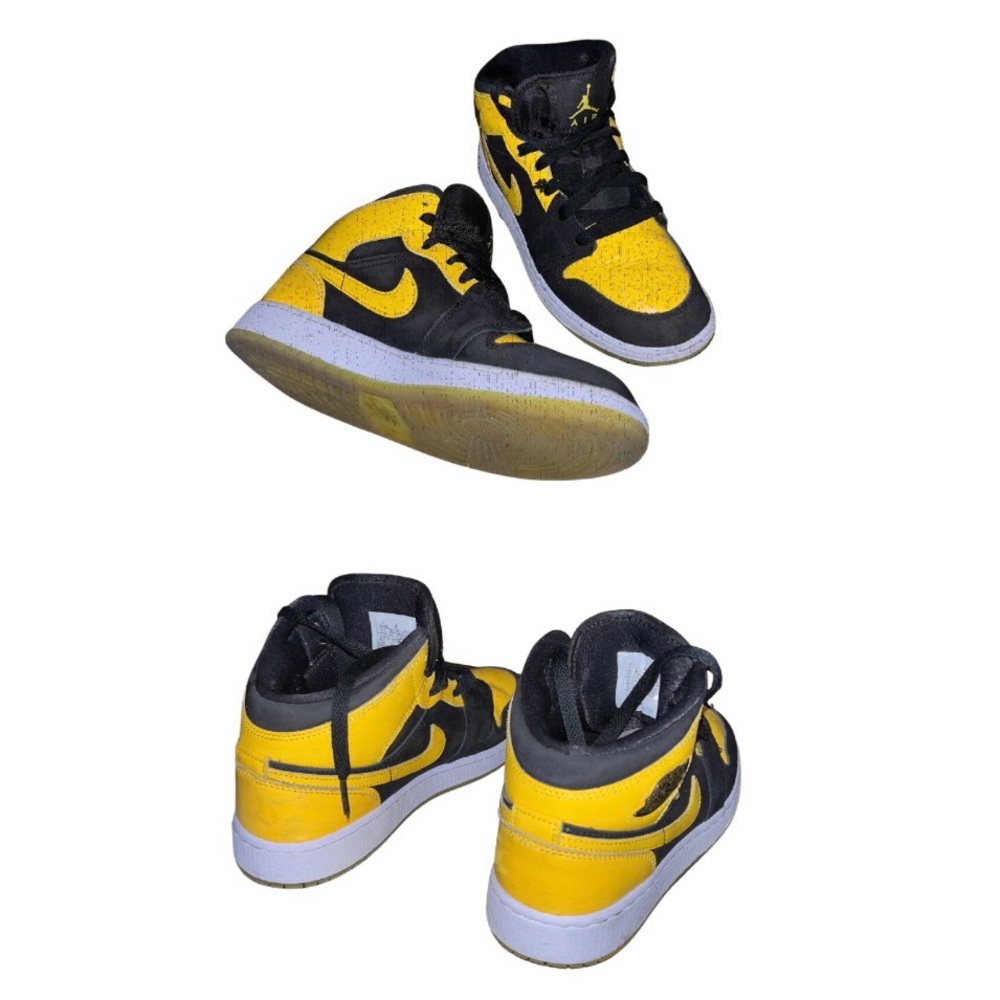 1s Black and Yellow High-Top Sneakers
